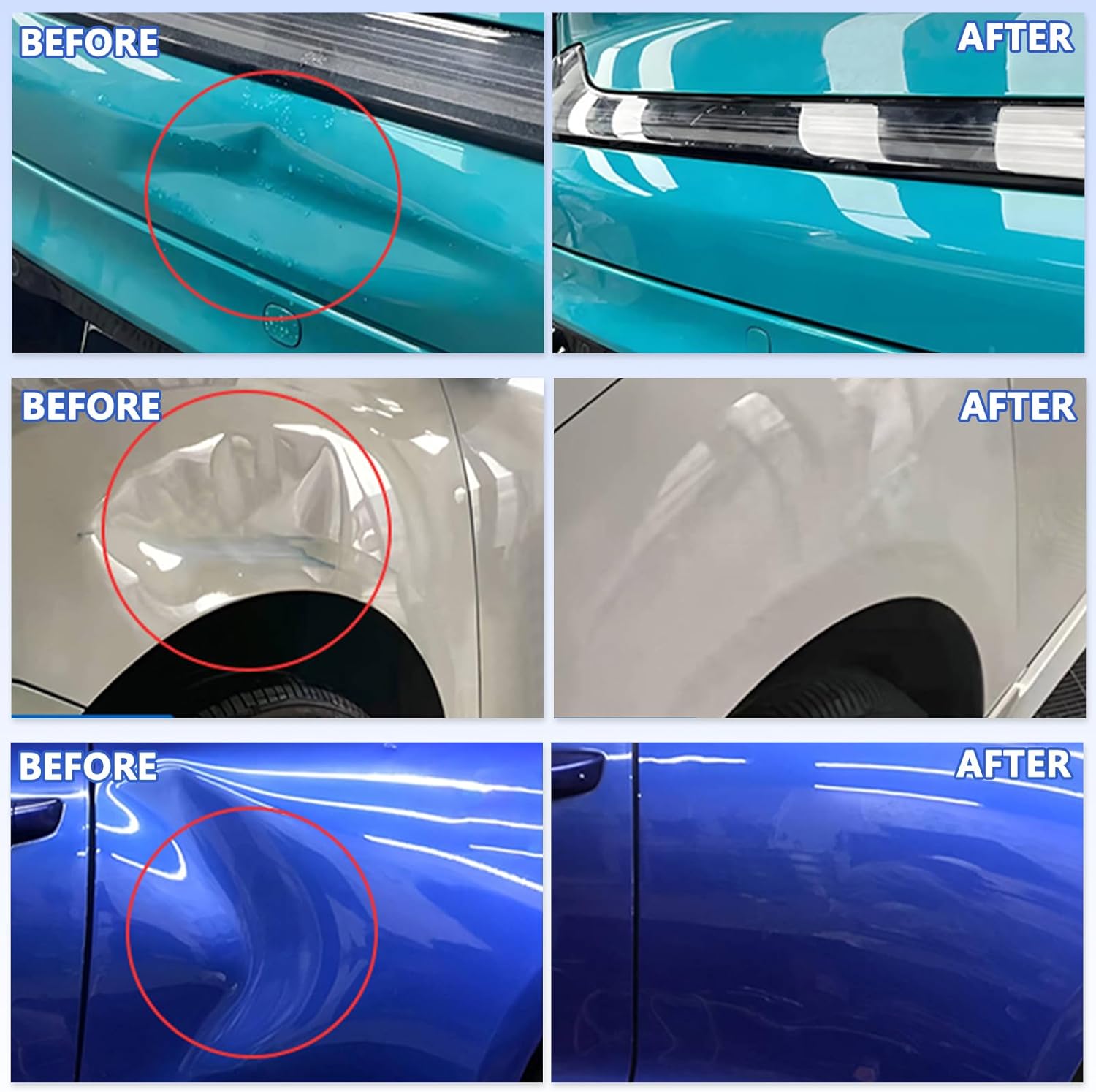 62 Pcs Paintless Dent Repair Kit, Car Dent Removal Tools with 100W Glue Gun, Puller, Tabs, Rubber Hammer, Mini Suction Cups - Professional Auto Body Dent Repair Tools for Car Small Dents & Hail Dent