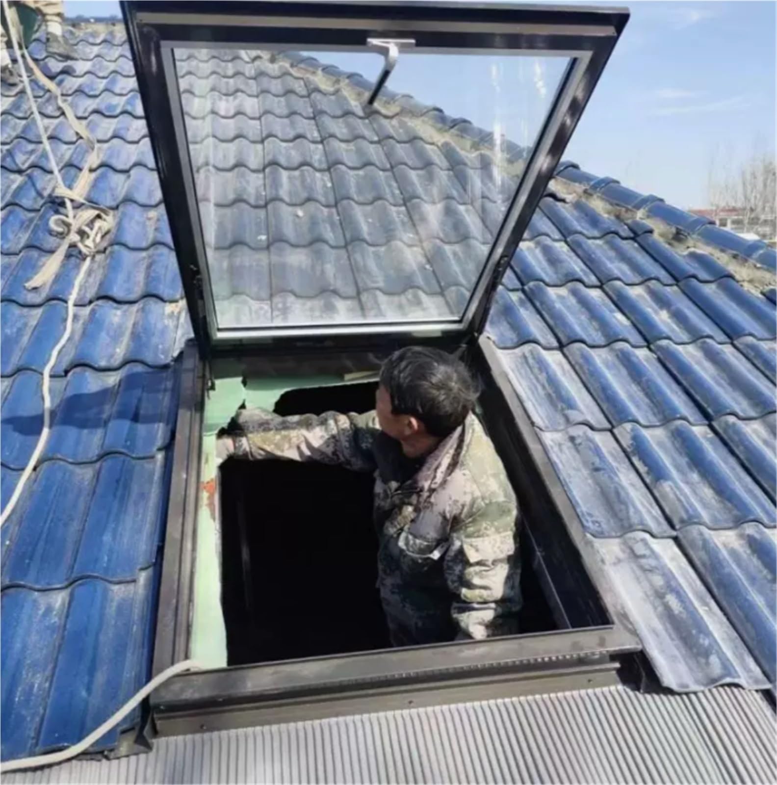 Trappe de toiture sol puits de lumière ventilés manuels pour toits