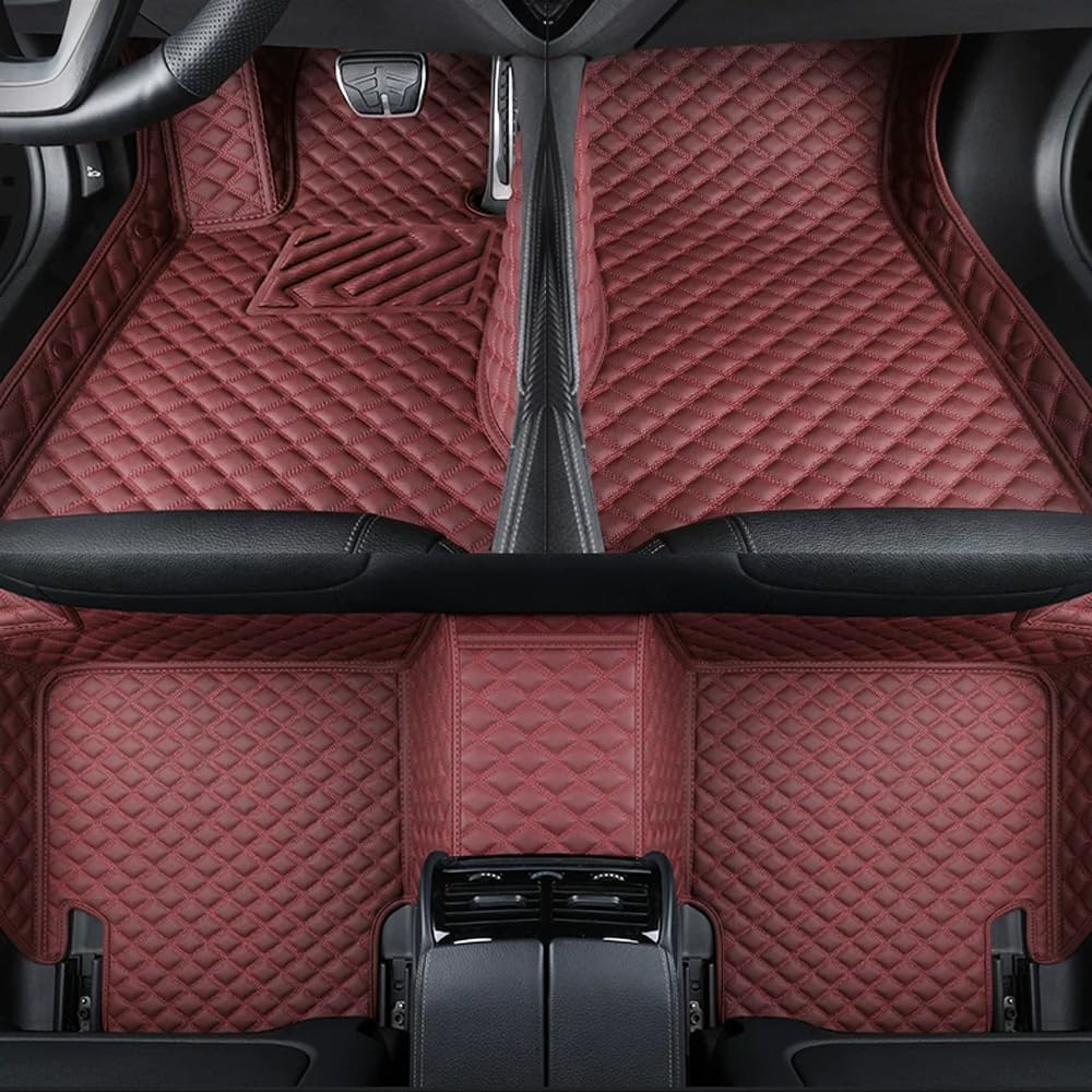 QIZUN Tailored Car Floor Mats for BYD Seal6 GT 2025-2026, PU Leather Waterproof Floor Liners, Dust-Proof Auto Foot Pad Protector pads, Full Set All-Weather,Red