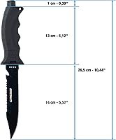 Vista 3 de Cressi Borg, cuchillo de hoja larga para buceo y pesca submarina - Punta puntiaguda y roma