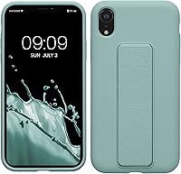 Vista 10 de kwmobile Funda compatible con Apple iPhone XR - Funda con correa de mano y revestimiento de silicona TPU suave - Azul Báltico