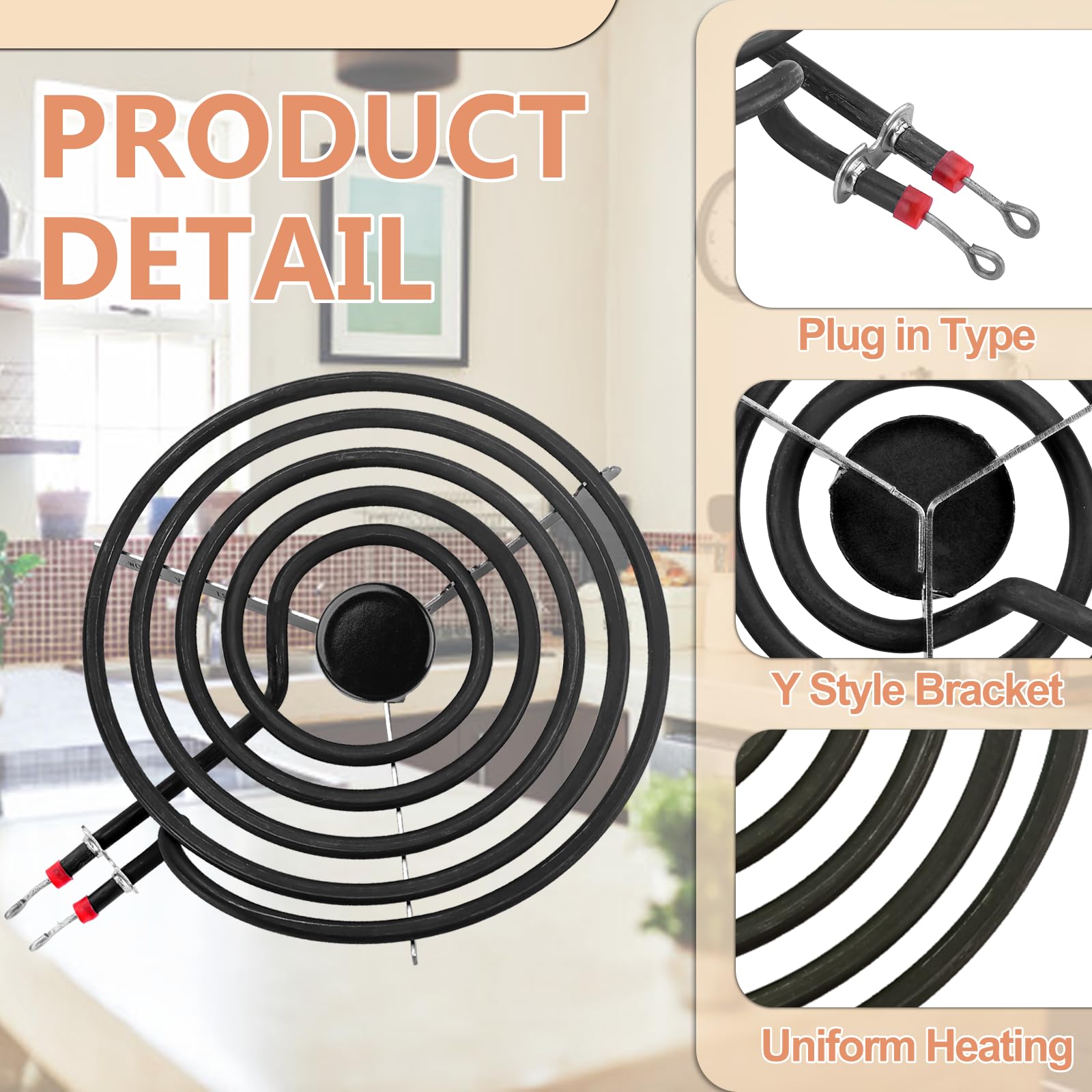 Cenipar W10290350 W10290353 - Juego de quemadores de porcelana negra y quemador eléctrico MP22YA, compatible con horno/estufa Whirl-pool Frigi-daire Ama-na Range
