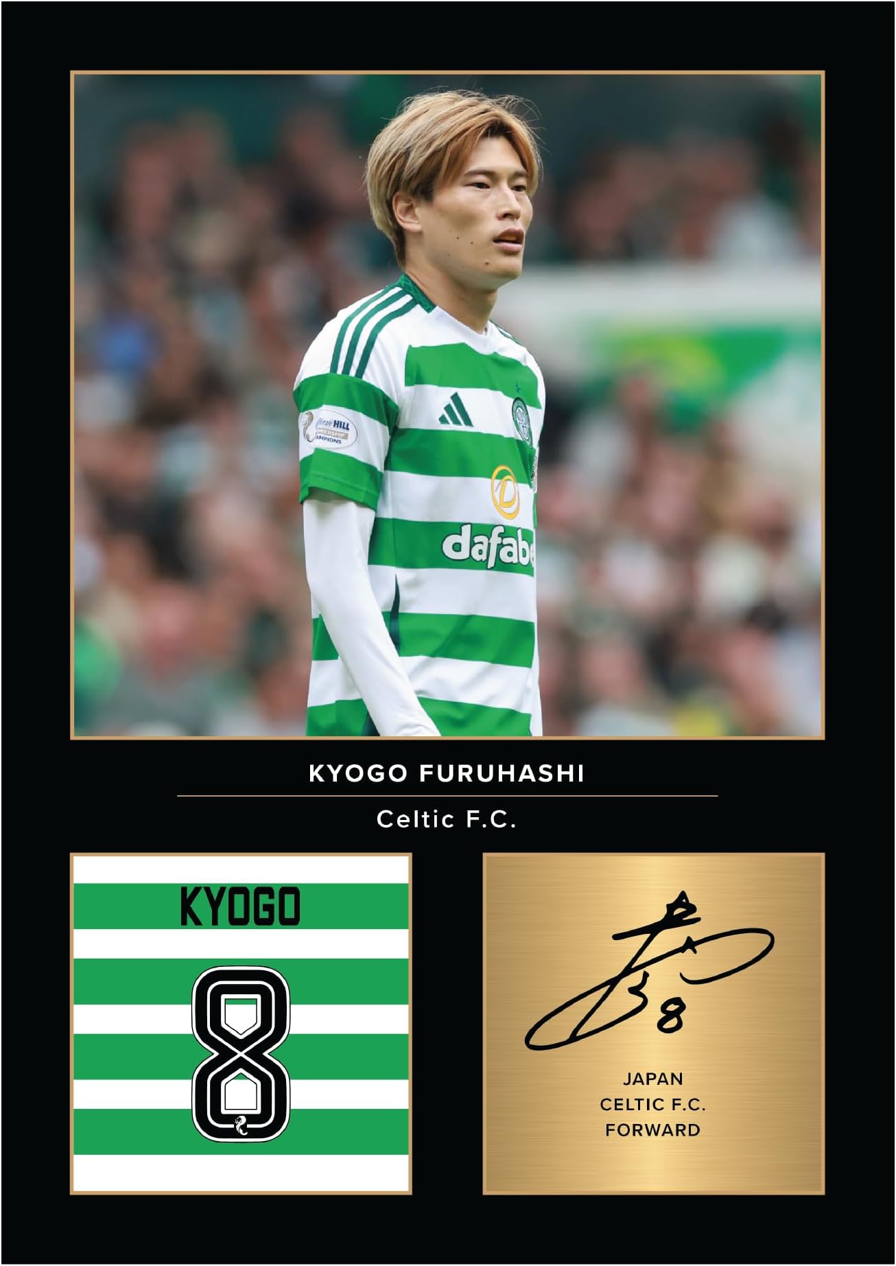 Icons Wall Art Kyogo Furuhashi Signed A4 Printed Photo Picture Display Gift For Glasgow Celtic Fans Digitally Reproduced Signature Unframed