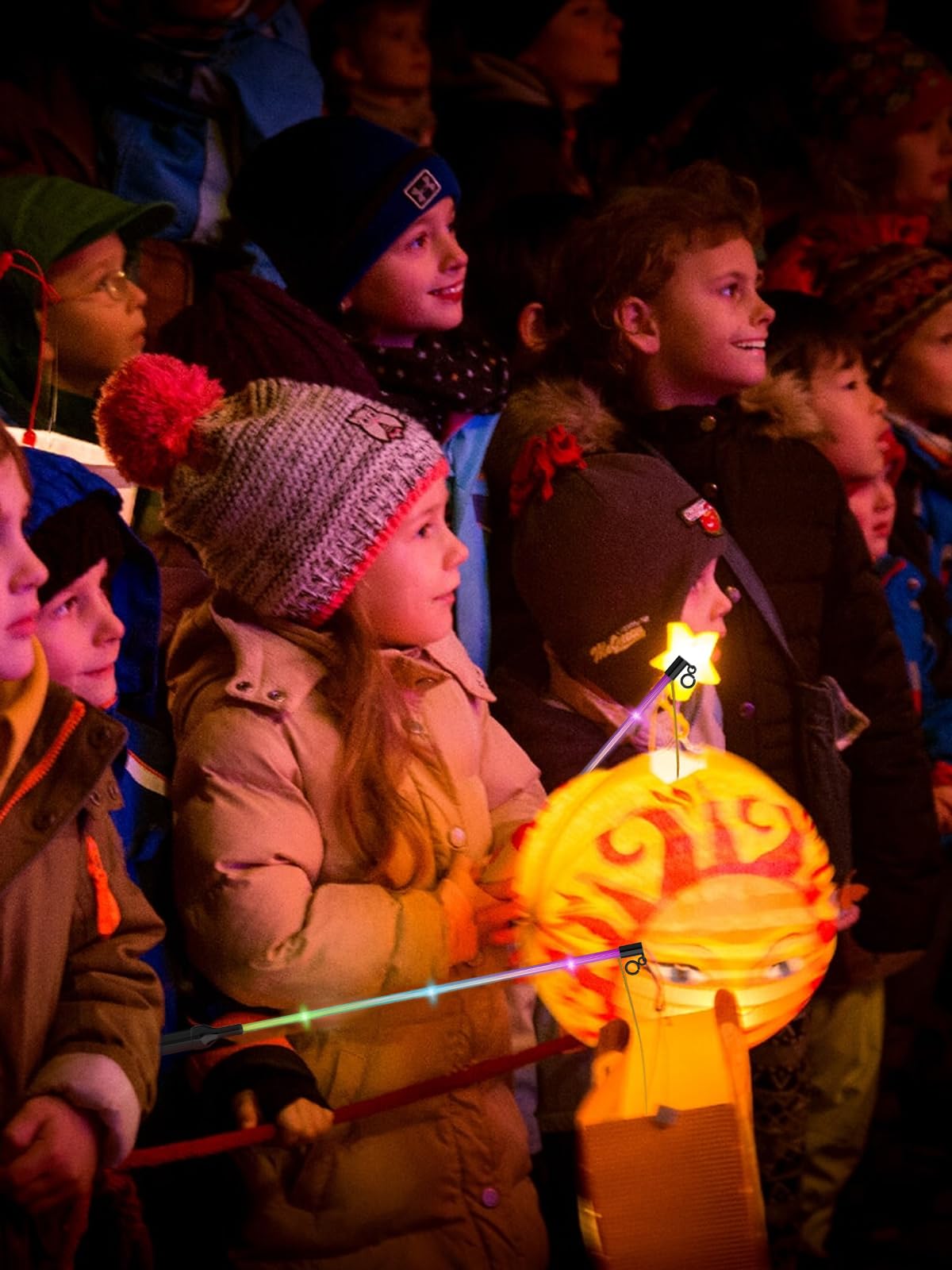 EasyAcc 4-częściowy elektryczny kijek do latarni LED "zrób to sam" naklejki kijek latarni 50 cm do latarni św. Marcina dla dzieci, na Halloween, magiczne różdżki na imprezę, imprezy kostiumowe