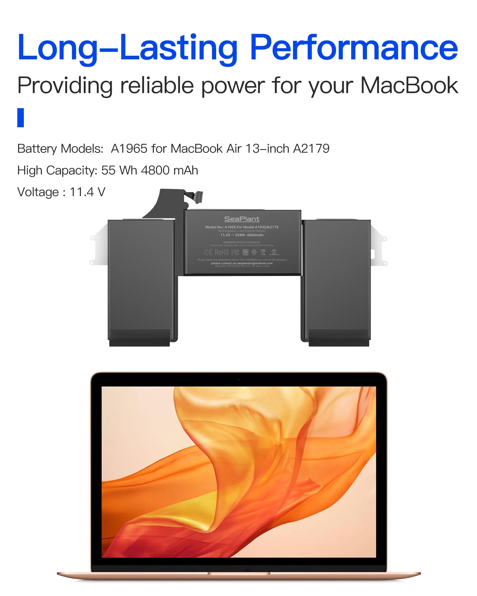 Amazon.com: SeaPlant A2179 Battery Replacement for MacBook Air 13