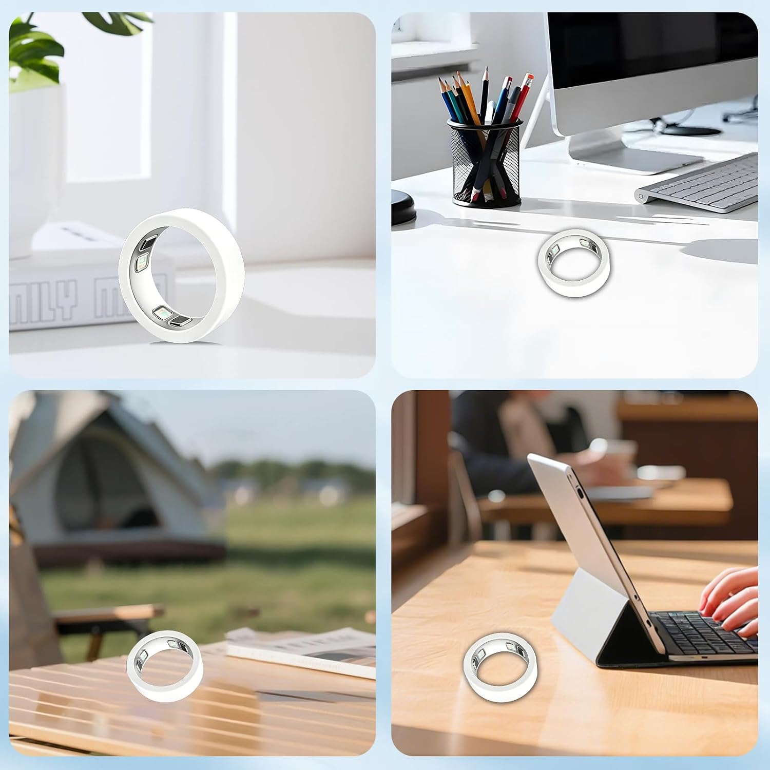[3 Pack] Case for Oura Ring 5,NOUKAJU Ring Protective Cover,Drop-Proof,Scratch-Proof,M(Size 9-11),Silicone Protective Cover for Oura Ring 5(White+Pink+Clear White)