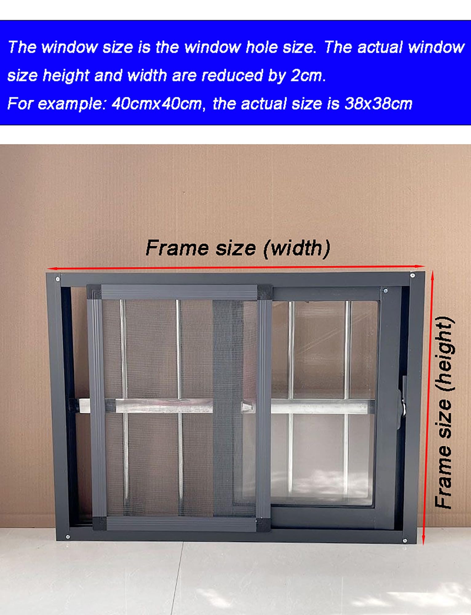 Genérico Ventana corrediza Horizontal de Aluminio for sótano, Grande, de 30, 40, 50, 60, 80 y 100 cm, con Vidrio y mosquitera, for baños, garajes y buhardillas.(30x30cm/12x12in)