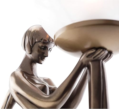 Miniatura 5 de Top Collection Estatua de lámpara moderna Art Deco para dama, escultura decorativa de mesa en bronce fundido en frío de primera calidad, 16