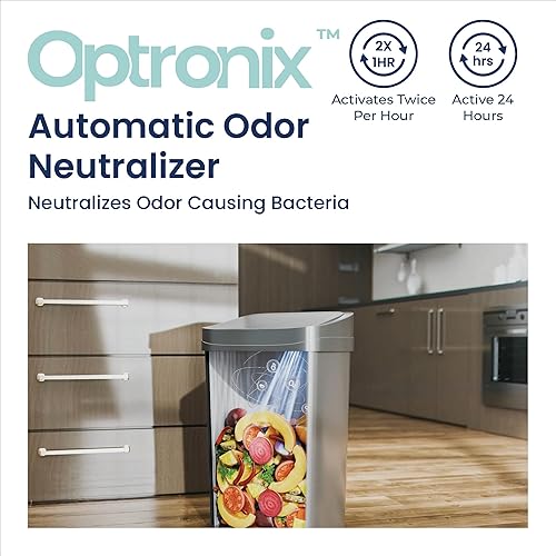 Miniatura 5 de Ninestars ONT-50-81SL - Basurero inteligente neutralizador de olores de 13 galones, purificación dual UV + ozono, control de olor, sensor de