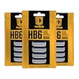 HeadBlade Men's HB6 Refill Shaving Razor Blades - 6 Stainless Steel Blades for No Tugging or Pulling, Shave Less, Works for Face, Body, and Scalp (12 Blades) 3 Pack