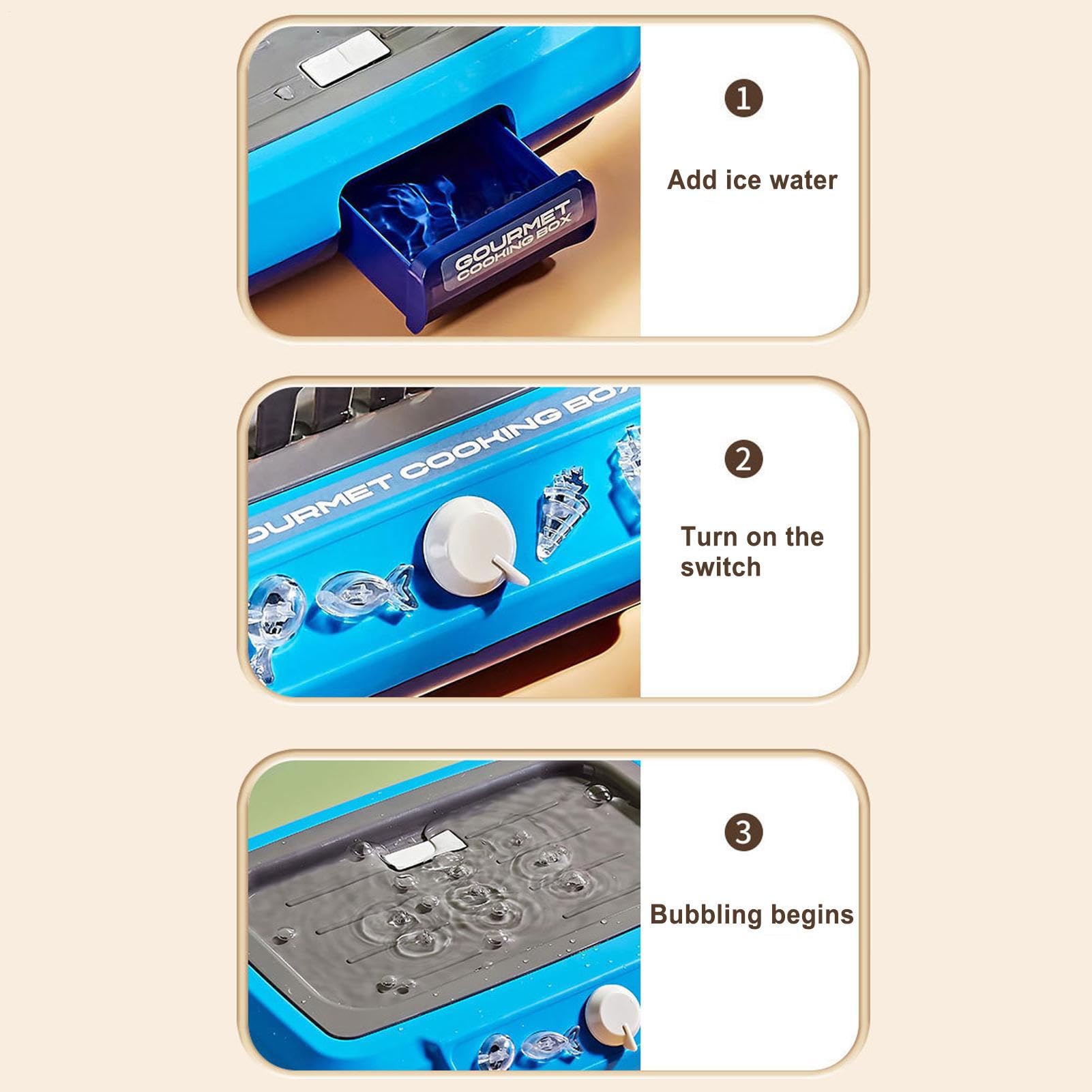 Gourmet Cooking Box Toy - Kids Kitchen, juego de fingir | Juego realista kit de accesorios de comida, utensilio reutilizable para niños niñas regalo regalo cumpleaños desarrollo juego de rol creación