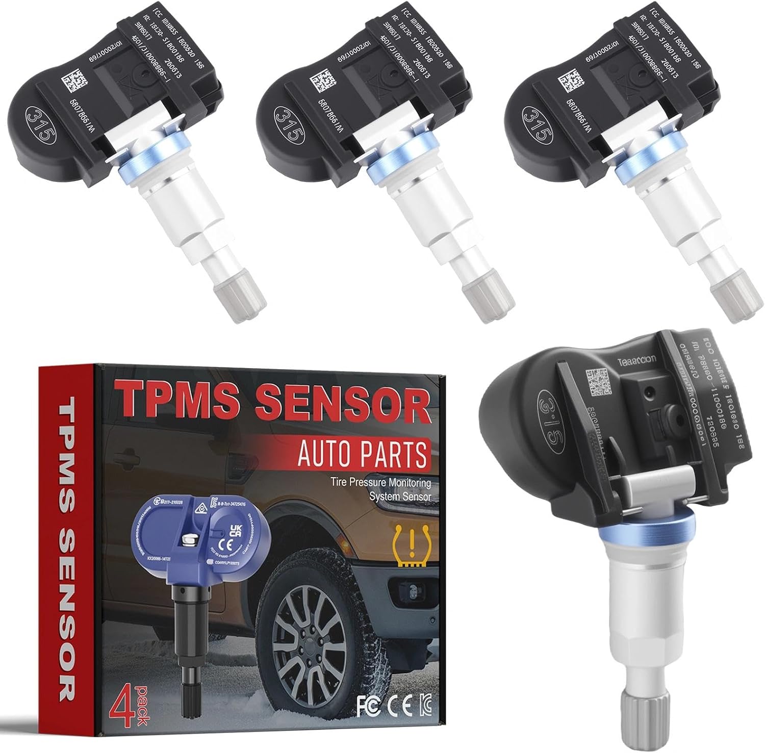 68078861AA Upgraded 315MHZ TPMS Sensor Fits for:-Jeep Wrangler 2007-2012, Grand Cherokee 2005-2007, Compass 2007-2017, Patriot 2007-2017, Tire Pressure Monitoring System Sensor-4PCS