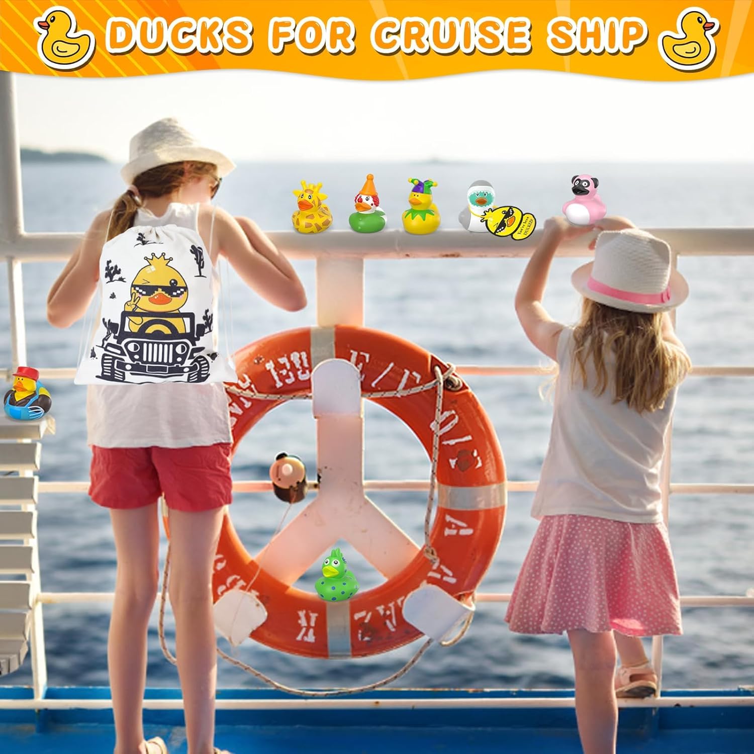 51 Pcs Jeep Ducks for Ducking,50 Rubber Ducks+1 Duck Bag+50 Tags Cards+50 Rubber Bands, Toddler Baby Party Favors - Image 7