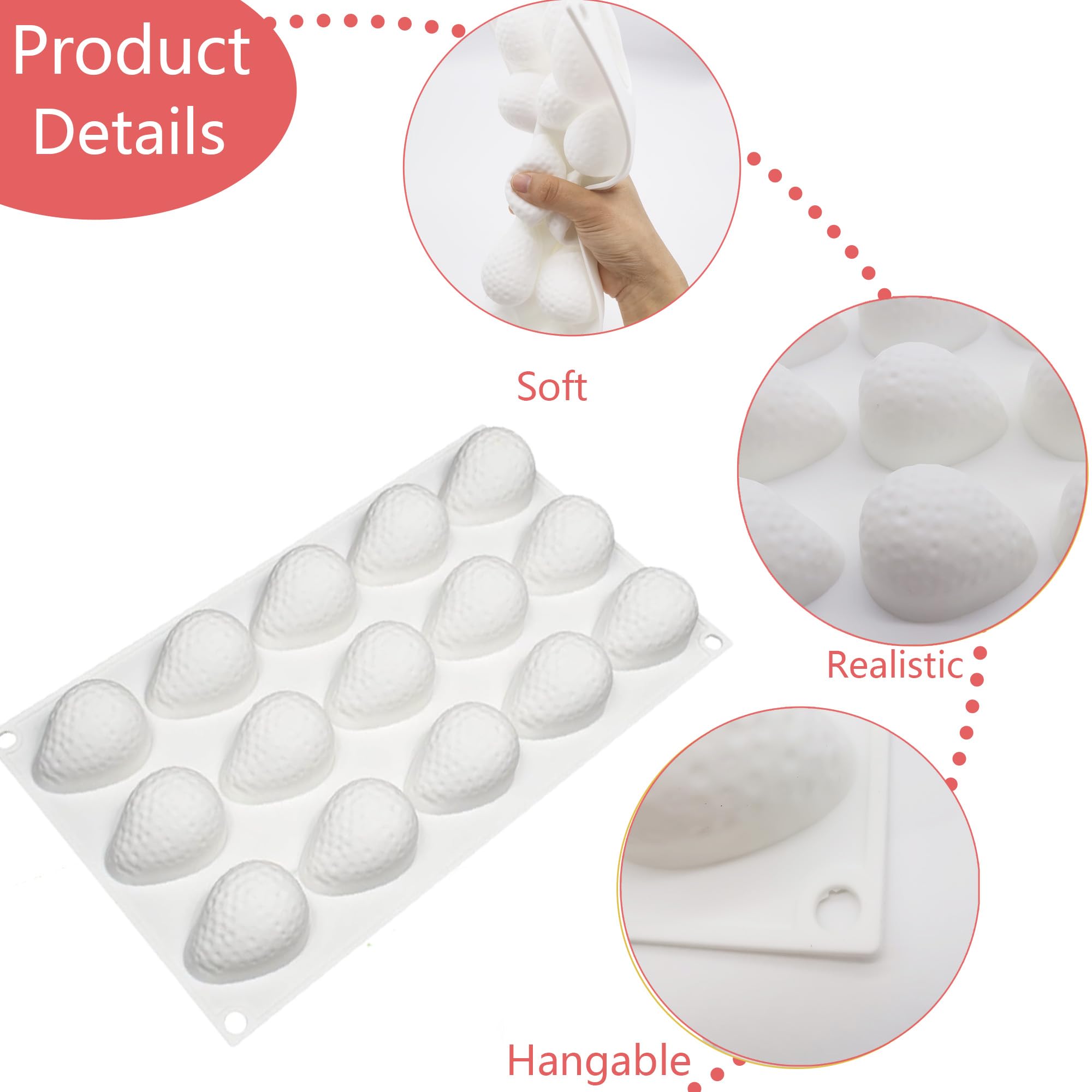 Stampo in silicone 3D per torte, dolci, mousse, teglia da forno antiaderente per cuocere, sapone, gelatina e budino (fragola)