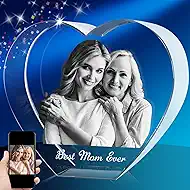 Novgarden 3D Crystal Photo Personalized Mothers Day Gifts for Mom Memorial Gifts for Women Her on Birthday Anniversary Custom 3D Laser Engraved Picture in Crystal with Your Own Photo