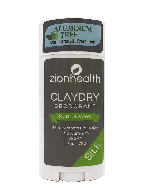 Desodorante em bastão Zion Health Clay Dry Silk com fragrância de sândalo, 79 g
