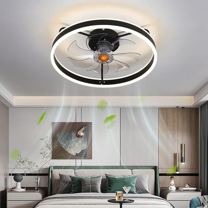Buy Asyko 20" Enclosed Ceiling Fan with Lights, Modern Flush Mount