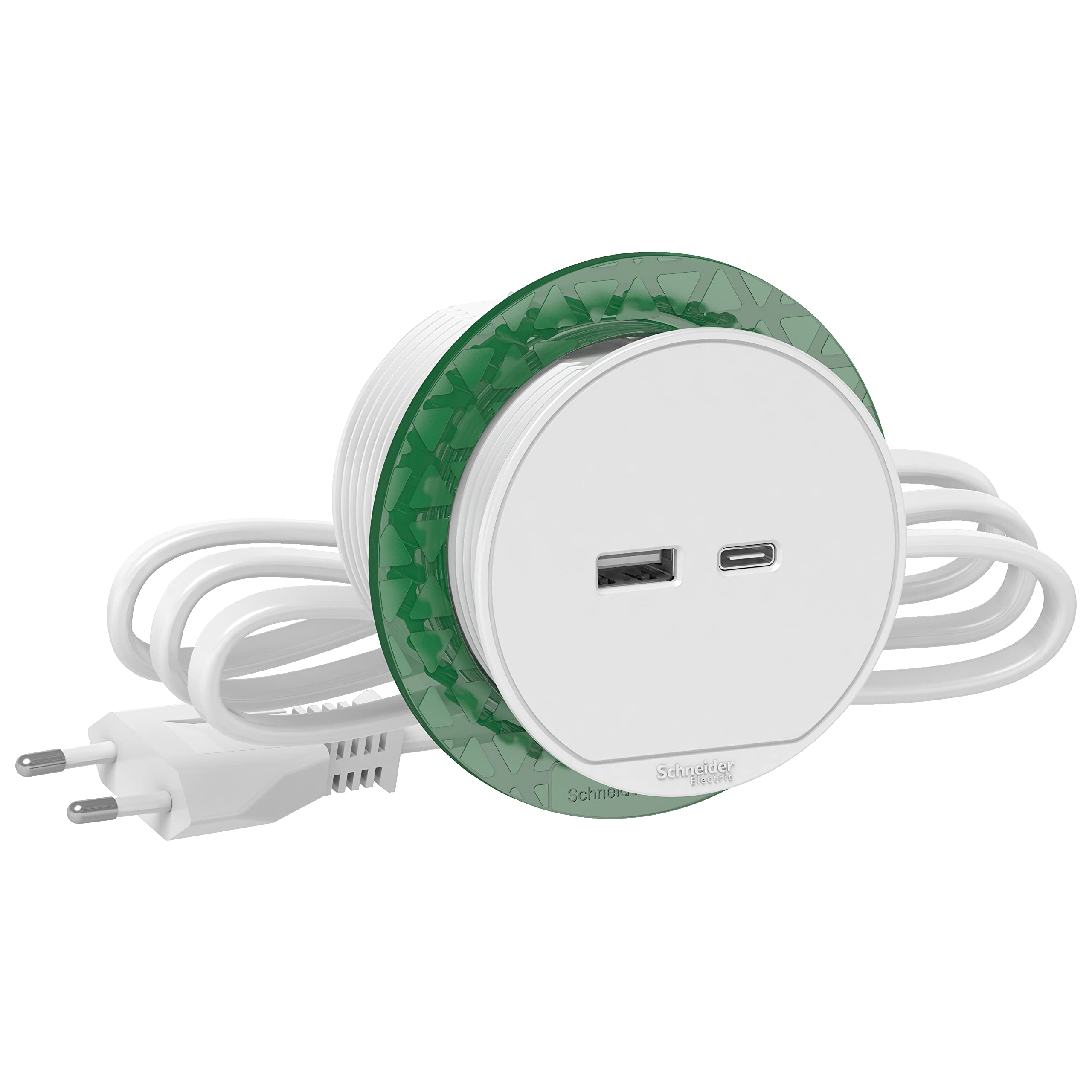 Schneider Electric - Unica System+ - bloc de prise à encastrer XS - USB A+C - câble 2m - blanc - INS44008