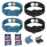 MEIYYJ Motion Sickness Bands for Adults and Kids Sea Wristbands for Cruise Travel Wristband, Natural Relief WristbandsSea Bands for Pregnancy Women(1Pair Black+1Pair Blue)