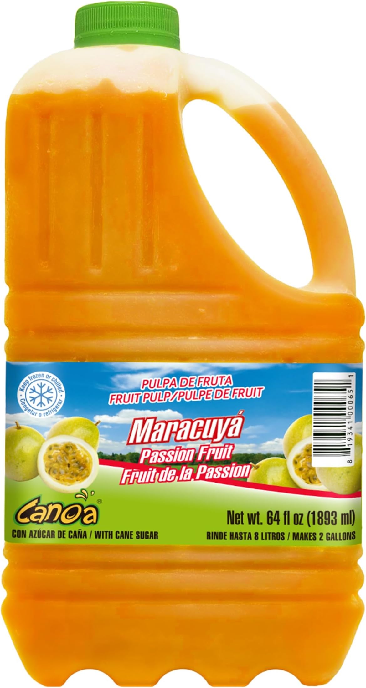 Canoa Passion Fruit Pulp Puree Frozen - 64 oz (Pack of 6), Premium Tropical Fruit, Imported from Colombia
