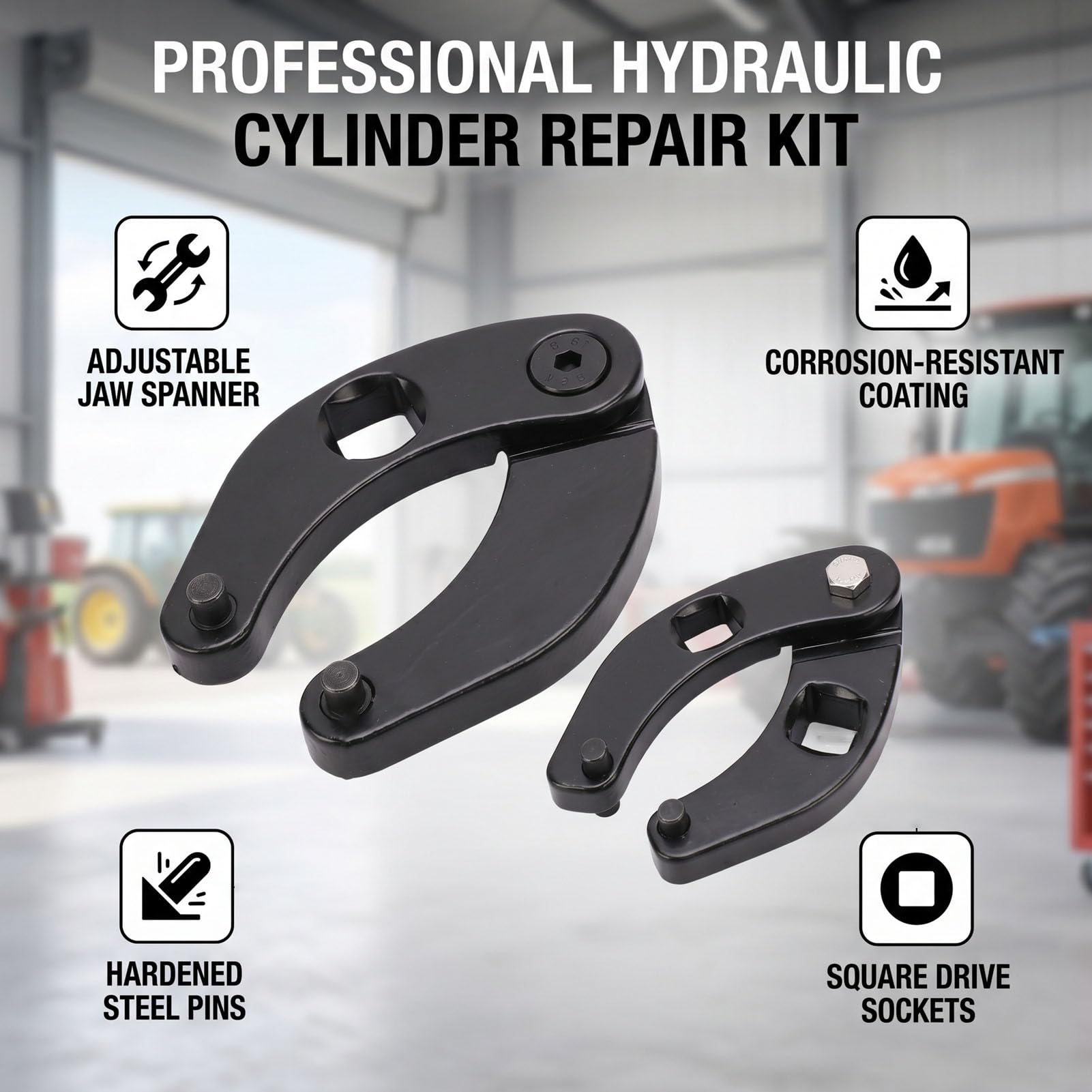 Generic Regulowany Klucz do Nakrętek Dławnic dla Techników Sprzętu Rolniczego Budowlanego Efektywnie Usuwa i Instaluje Nakrętki Dławnic Cylindrów Hydraulicznych Szeroka Kompatybiln