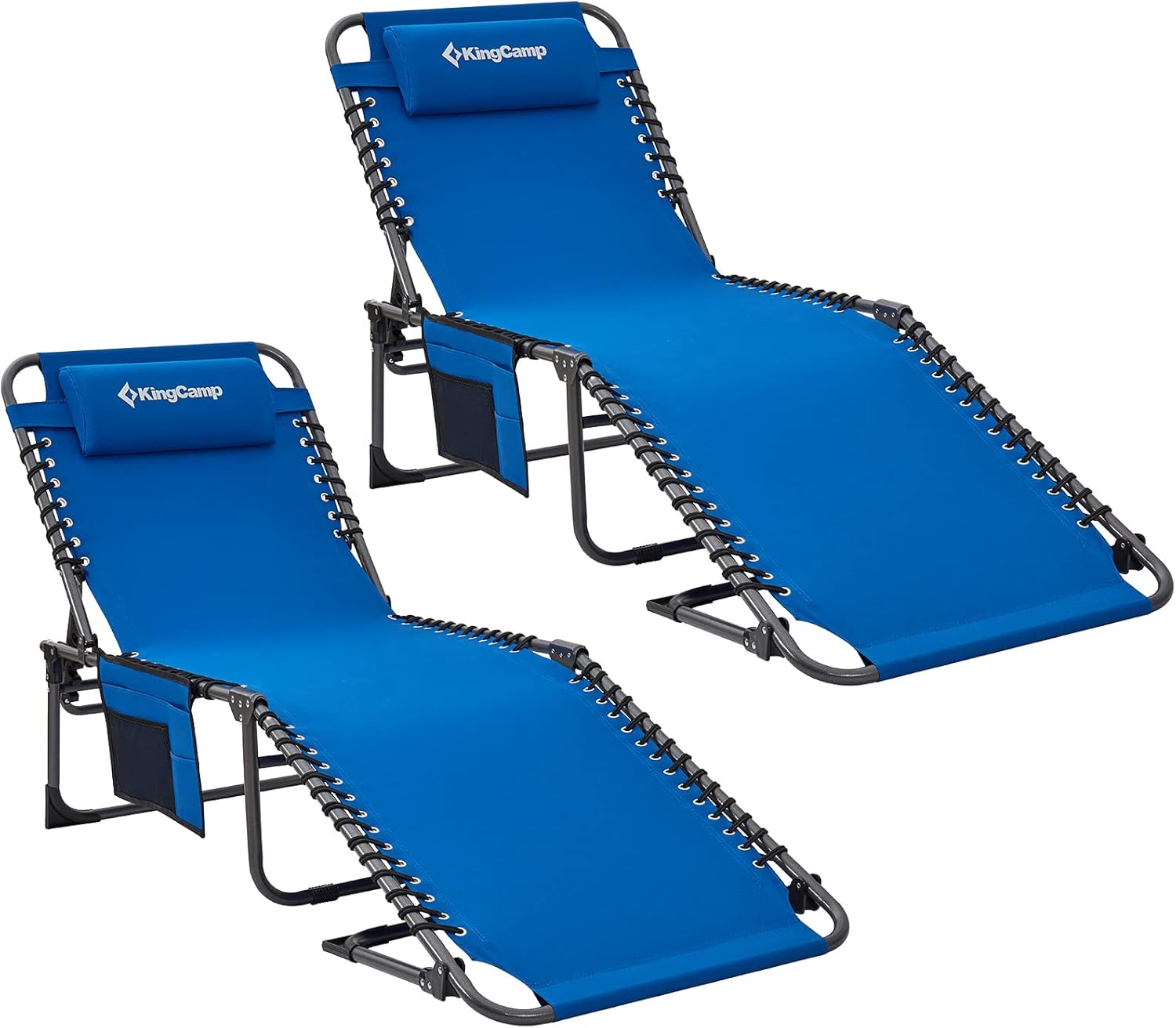 KingCamp Set of 2 Folding Lounge Chair Adjustable 5