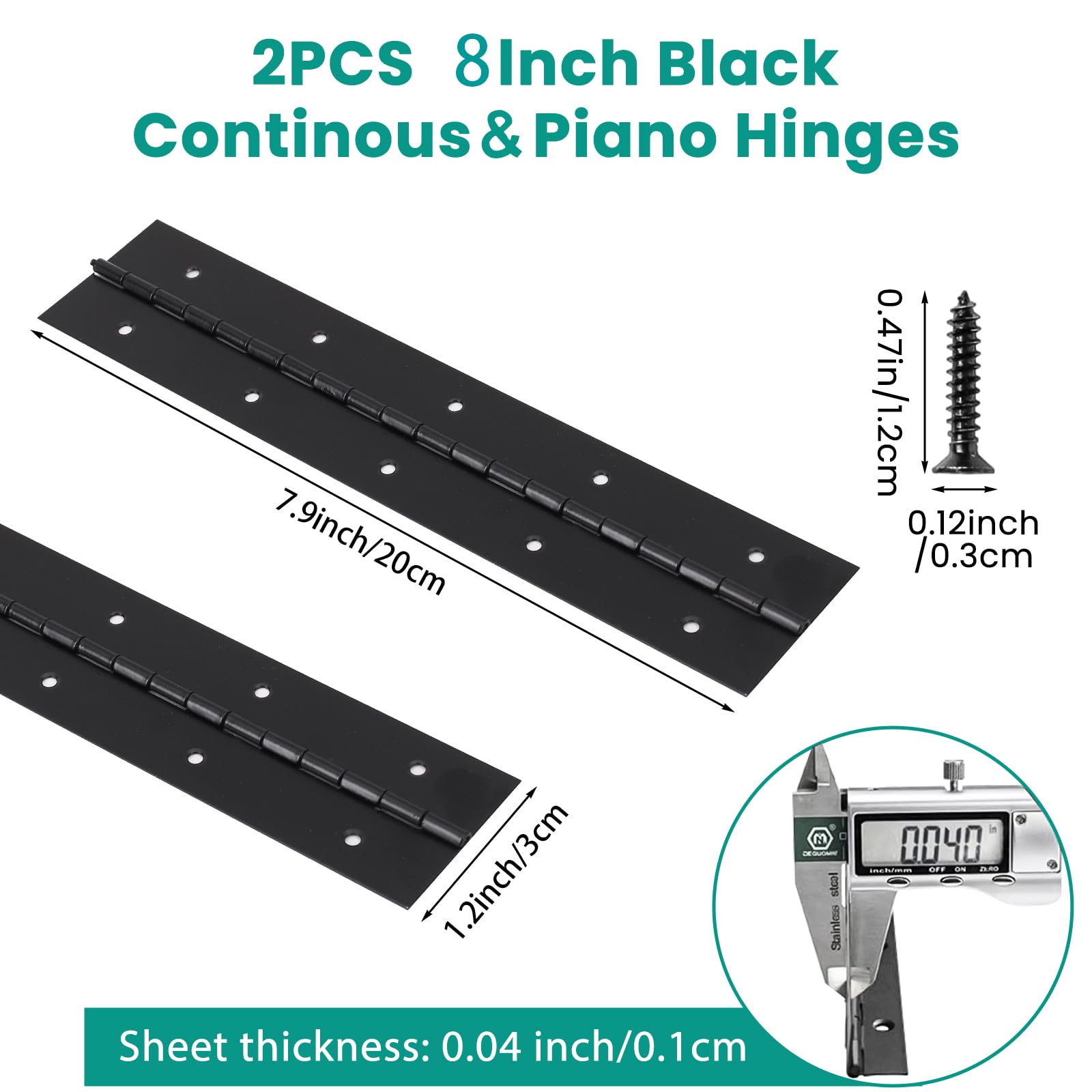 thumbnail image 2 of 2PCS 14 Inch Black Piano Hinges For Cabinet Hinges Heavy Duty Continuous & Piano Hinges Sliver 2 of 10