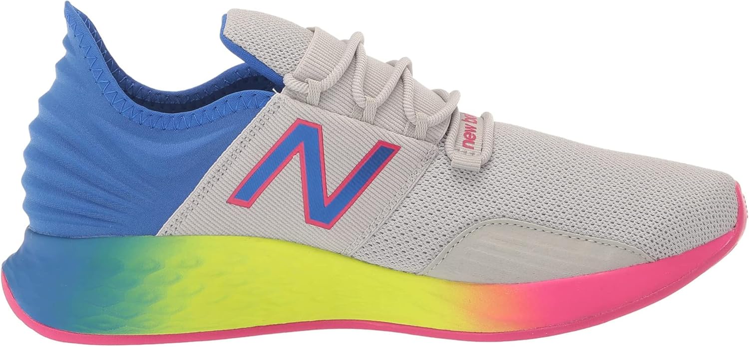 New Balance Kid's Fresh Foam Roav V1 Lace-up Running Shoe Running Shoe, Light Aluminum/Cobalt, 3.5 Wide Big Kid