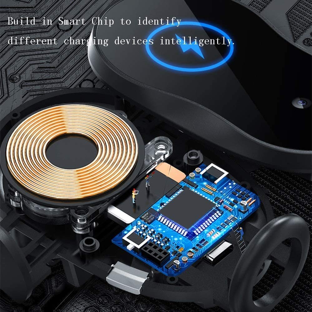 Caricabatteria da auto senza fili, 15W / 10W / 7.5W / 5W Carica rapida Carica per auto Air Spat Phone Portafoglio, culla auto regolabile con protezione graffiante, cuscinetto per cellulari au