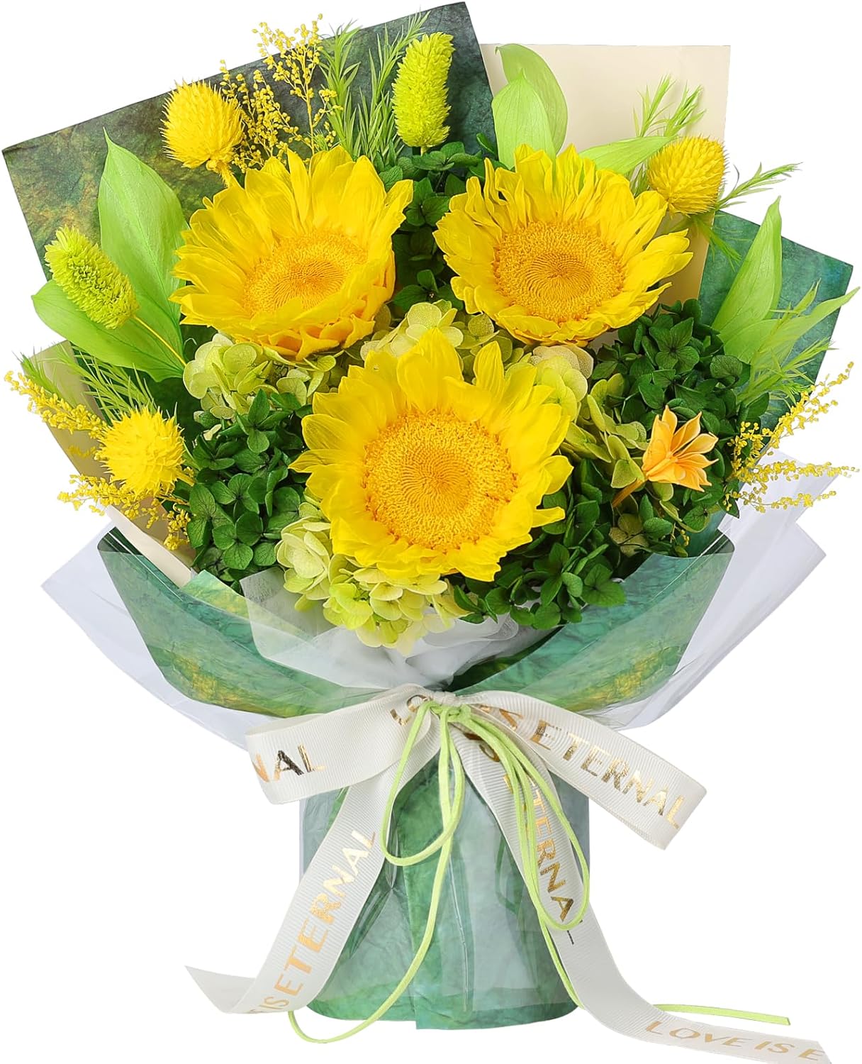 Forever Flowers for Delivery - Preserved Sunflower Bouquet with Gift Box & Greeting Card, Real Eternal Flowers, Gifts for Women, Mom, Birthday, Anniversary, Graduation