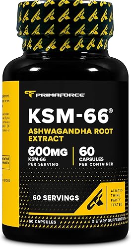 Primaforce KSM-66 Extracto de raíz de Ashwagandha (600 mg) 60 cápsulas vegetarianas - 5% Withanólidos con BioPerine