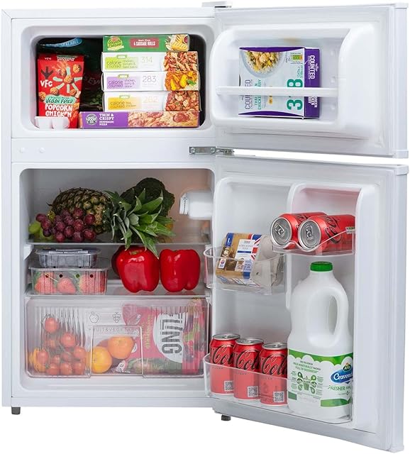 White Under Counter Fridge Freezer, 2 Door Free Standing, 88L - SIA UFF11WH