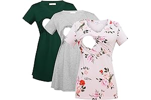 Bearsland Womens 3 Packs V Neck Nursing Tops Maternity Breastfeeding Tee Shirts