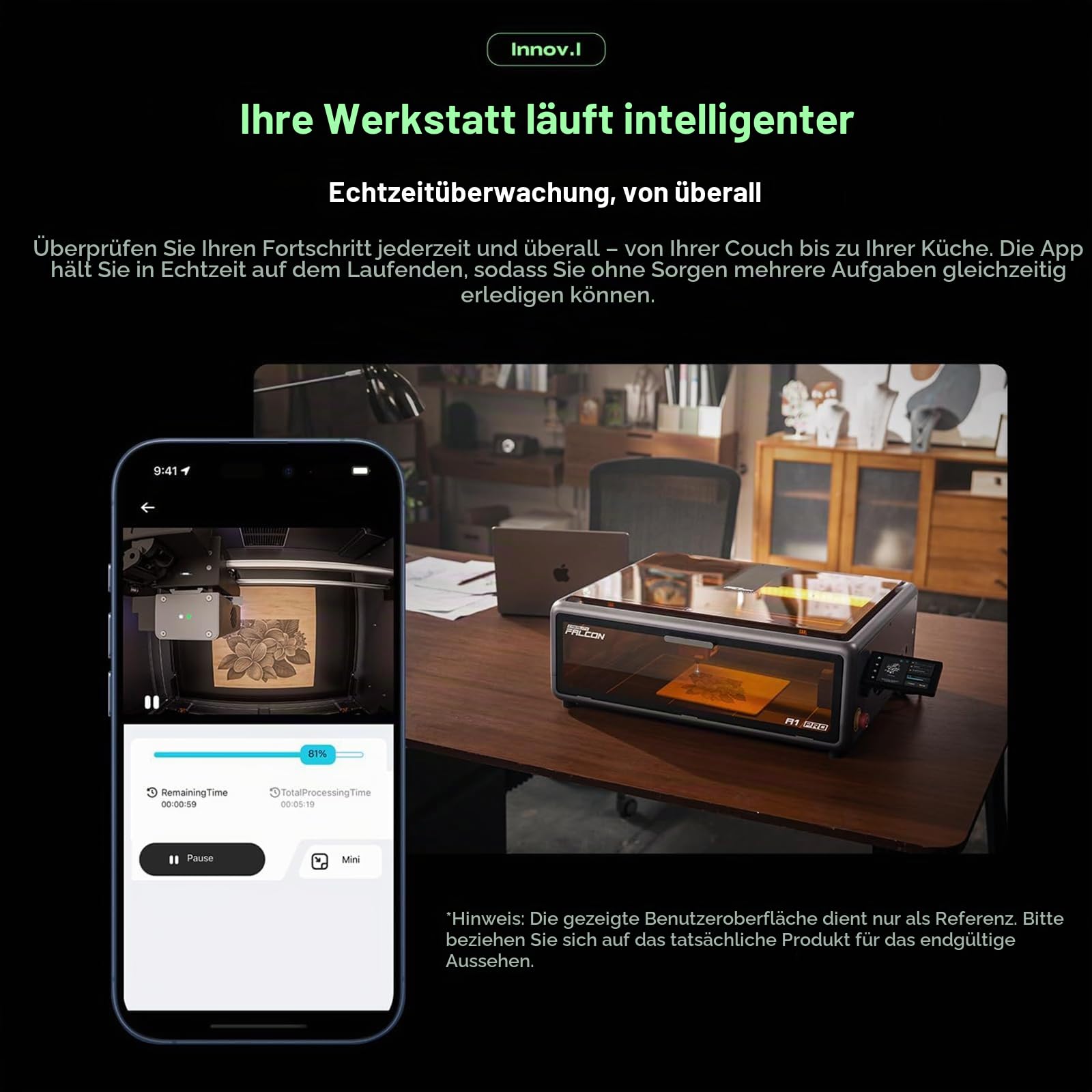 Creality Falcon A1 Pro 20W Lasergravierer mit Rotationswalzen Pro, Geschlossen Laser Graviermaschine und Schneider mit Intelligenter Kamera, Touchscreen, Präziser Autofokus, App Steuerung