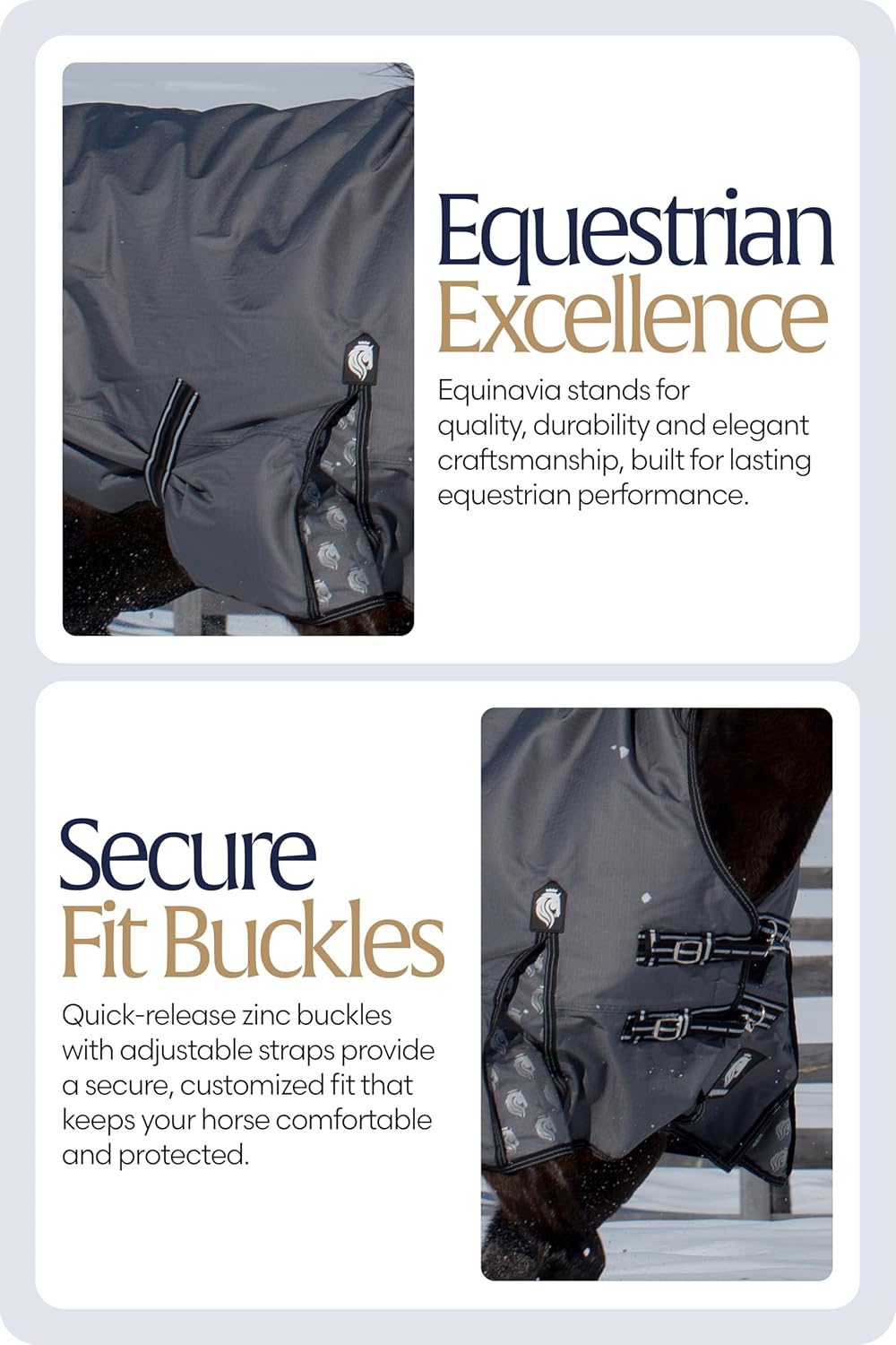 Equinavia Arktis Extended Neck Mid Weight Turnout Blanket 200g - Charcoal Gray - 75 in