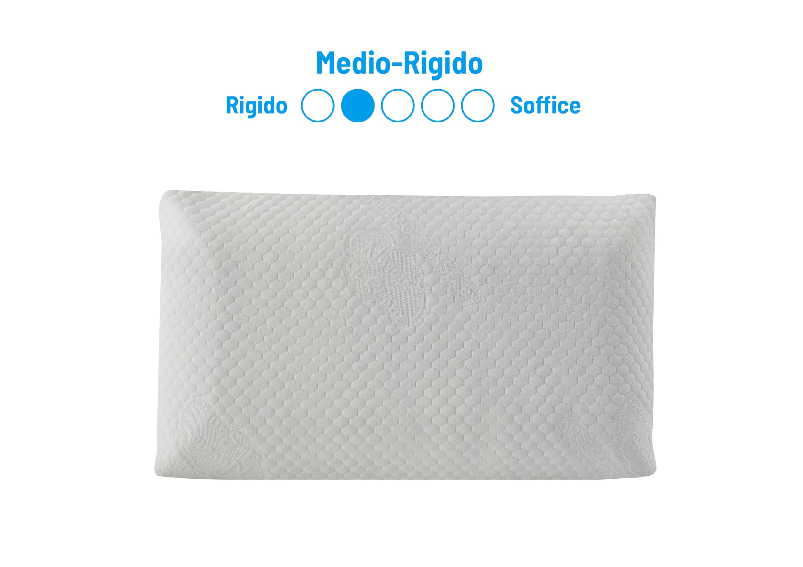 Nuvole di Sonno Kaysa Cuscino Massaggiante Memory Foam HD 18cm Antireflusso | Guanciale Semi-Rigido Traspirante, Rivestimento Lavabile, Ergonomico, Correttore per Collo, Made in Italy