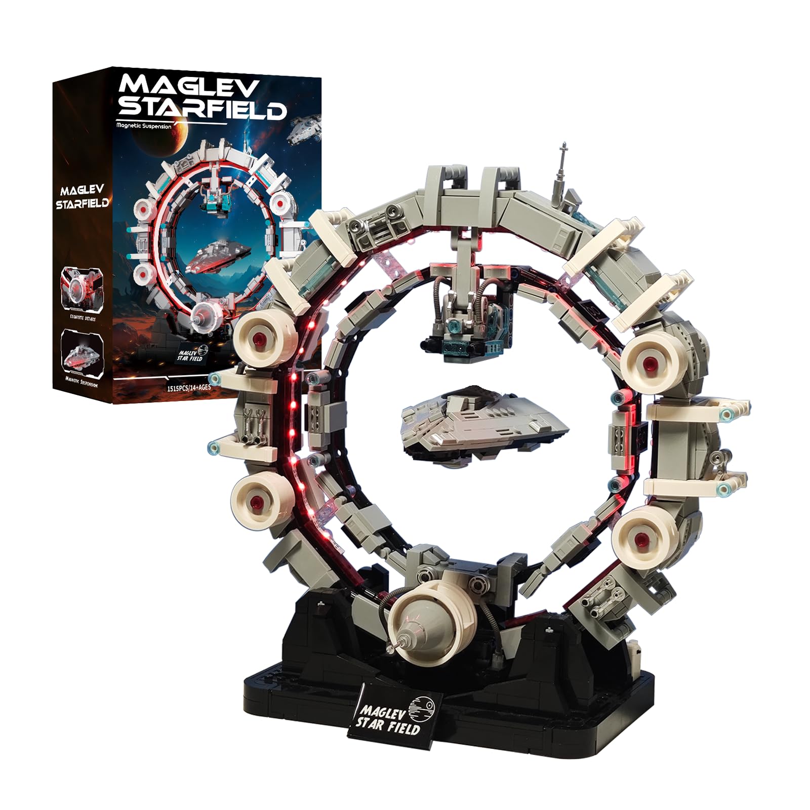 muuchuu Magnetic Floating Space Ship Building Set for Adults, Starship Toy Model with Light, Star-Destroyer Suspension Home Office Decor, Collectible Spacecraft Gifts for Aviation Fans Teens 14+