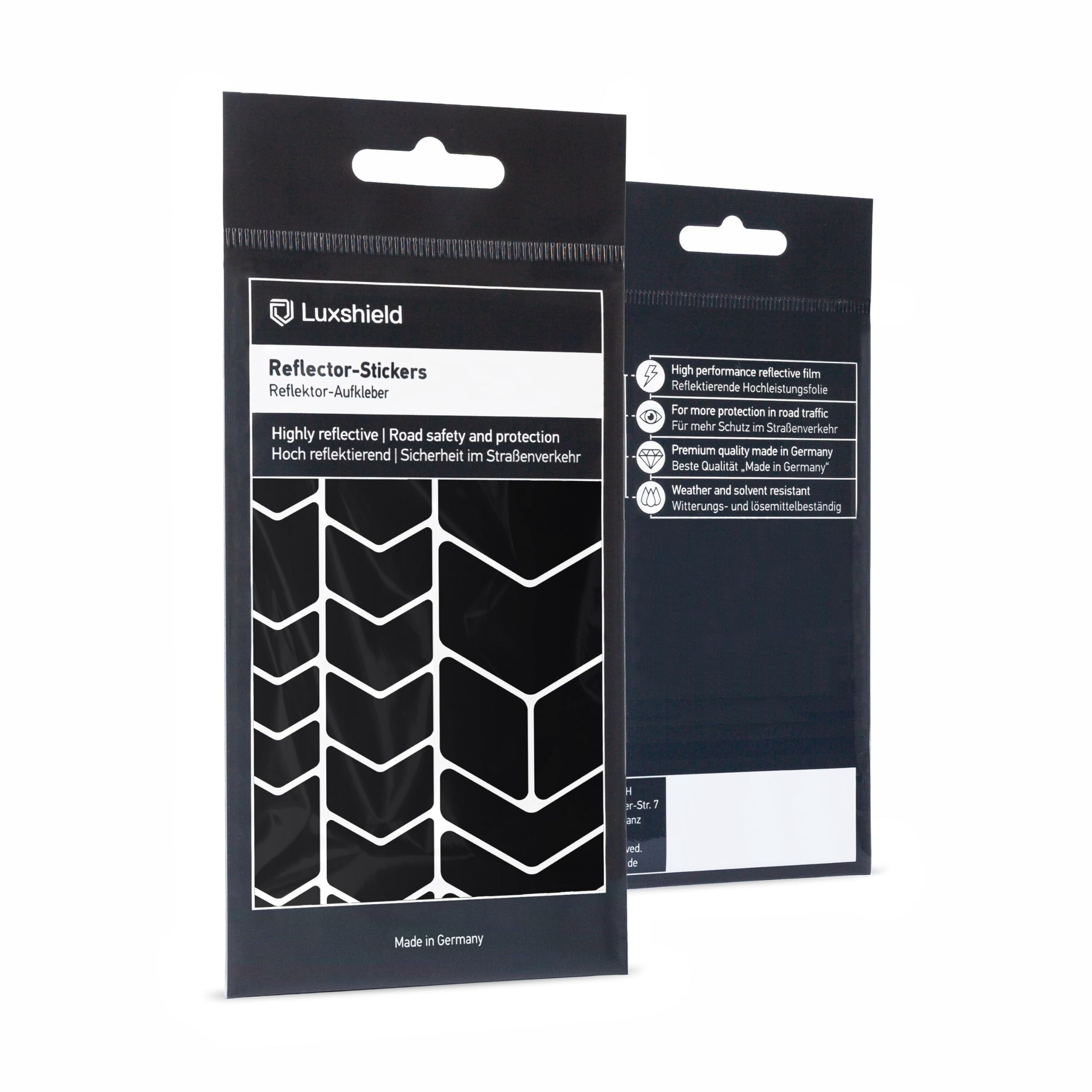 Luxshield Reflector Sticker Set - Chevrons - for bicycle scooter pram - reflective tape - reflective stickers