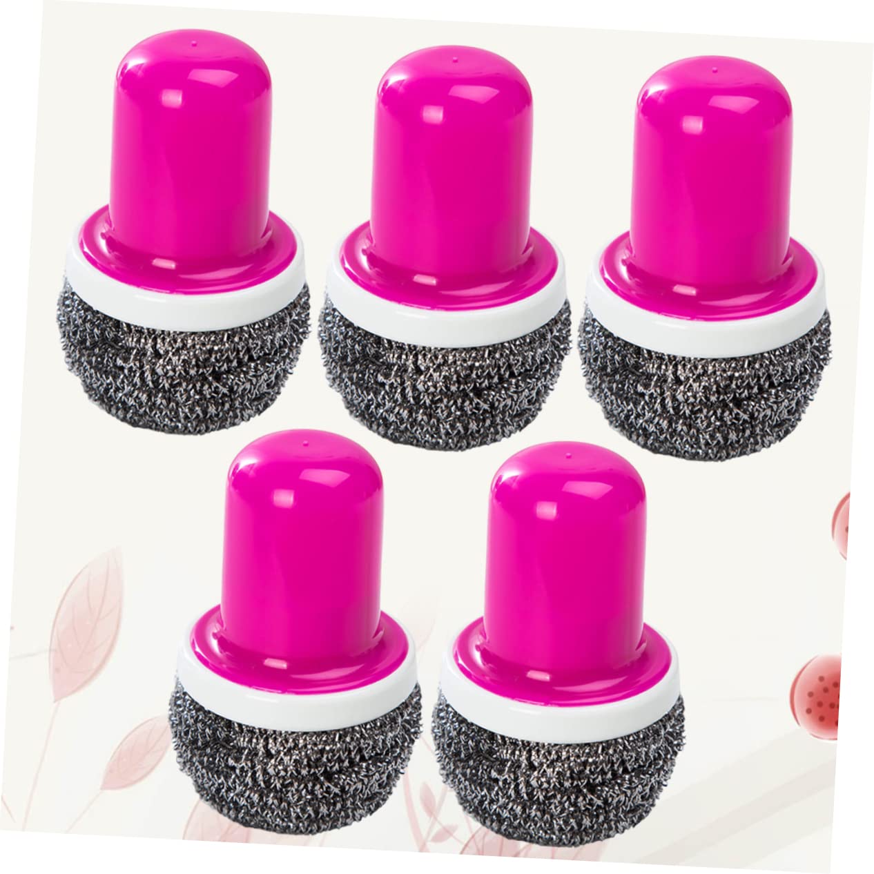 Estropajo de lana de acero, 5 unidades de cepillos de limpieza de ollas y sartenes de acero inoxidable (rosa)