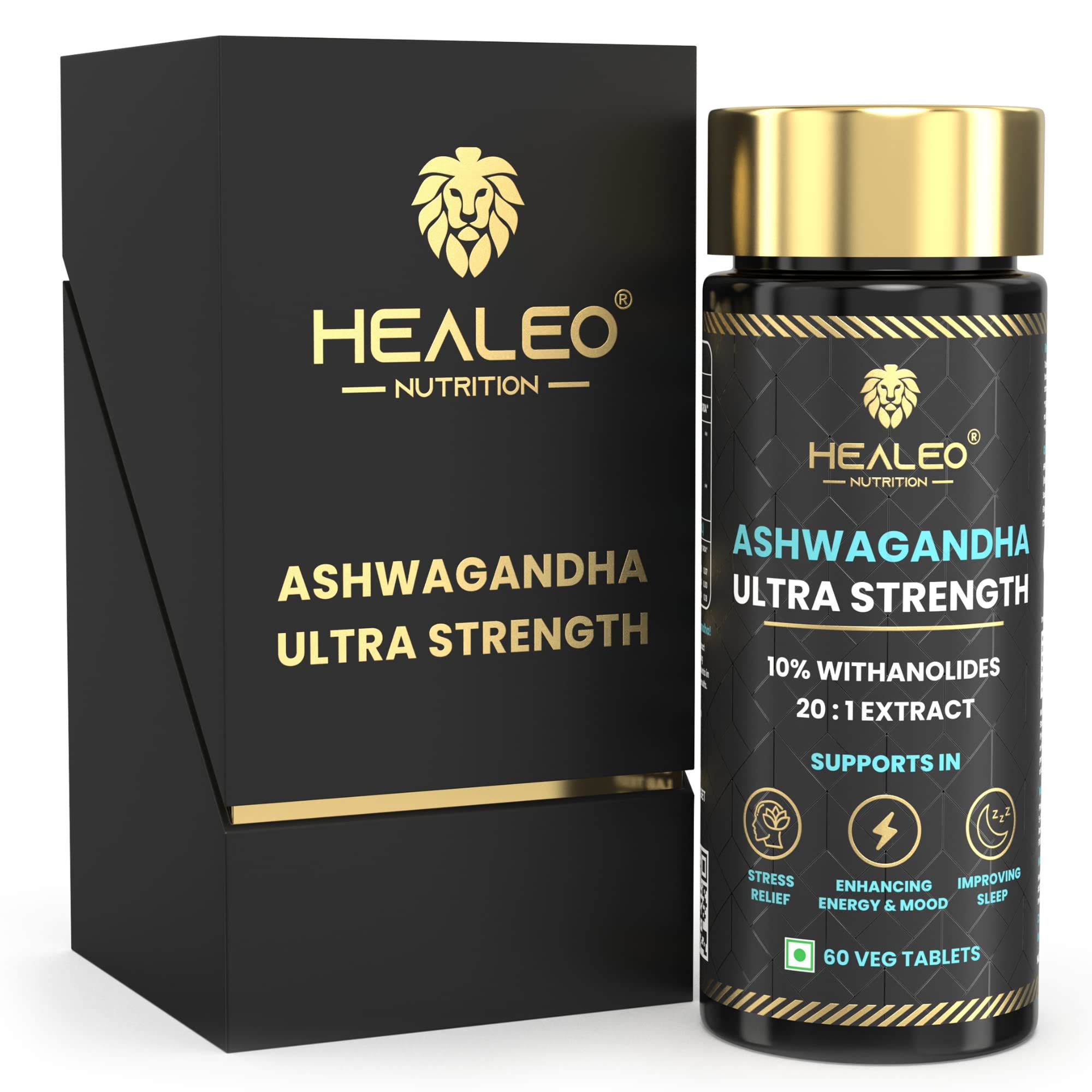 Healeo Ashwagandha Ultra Strength 710mg - 10% Withanolides, 20:1 Extract, 2x Stronger than KSM 66 Ashwagandha - Anxiety & Stress Relief, Energy & Mood Enhancer - Lab Tested - 30 Veg Tablets — Amazon image 7