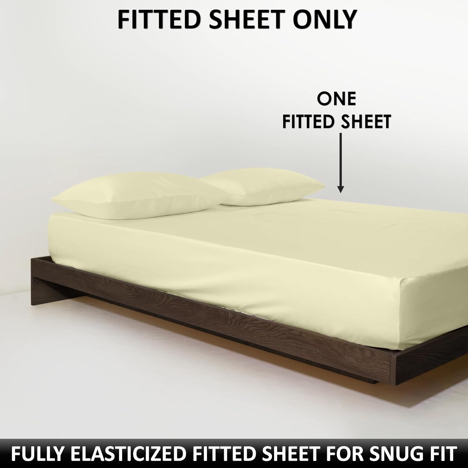Deep Pocket Fitted Sheet Only - Egyptian Cotton 600-Thread-Count 1-PC Single Bottom Sheet, Deep Pockets King Size - Fits 15-Inches Thick Mattress - Ivory Color
