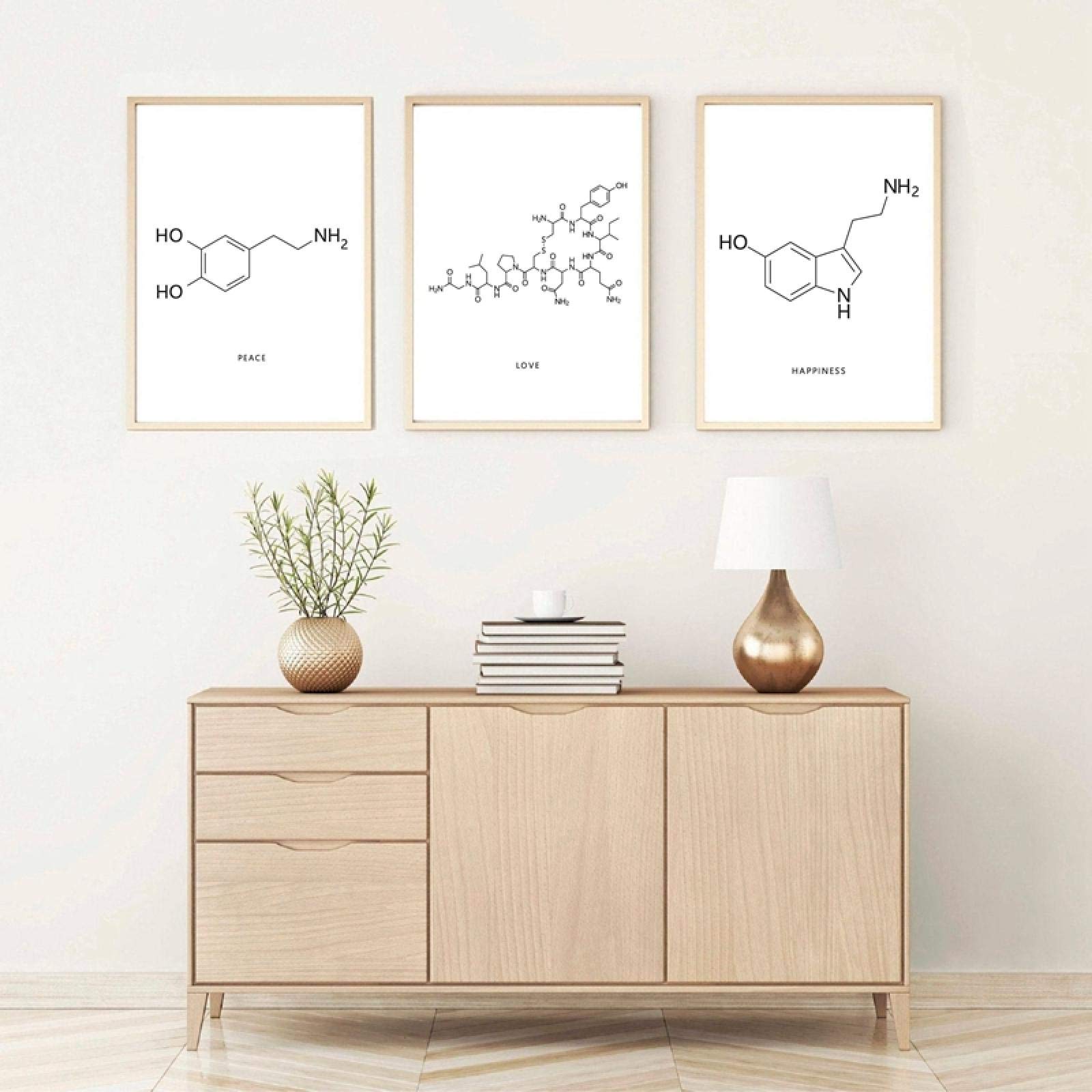 Affiche Toile Molécules Oxytocine 20x30cm x3 Cadre Intérieur Décoration Murale Chimie