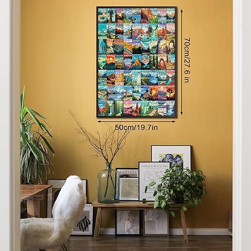 Miniatura 3 de Rompecabezas de Parques Nacionales para adultos, 1000 piezas, póster de viaje, rompecabezas de paisaje, incluyendo Zion Yellowstone Yosemite,