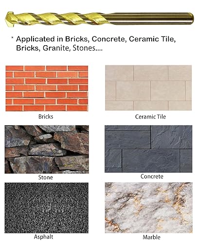 Miniatura 3 de Juego de brocas para mampostería de 18 pulgadas, punta de carburo, flauta dorada para hormigón, 10 unidades