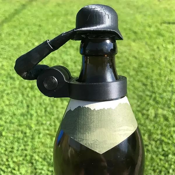Cappucci per bottiglie di birra Salute, cappello da soldato per bottiglie di birra, cappello da soldato, tappo decorativo antipolvere per barbecue, feste, bar (nero) - 2