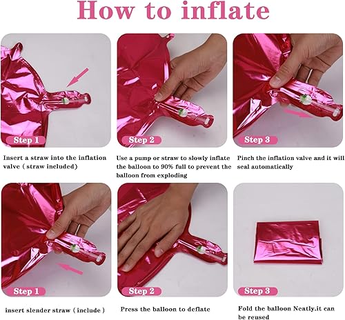 Miniatura 6 de Globo gigante de 40 pulgadas, color rosa intenso con el número 15, globos de aluminio de aluminio de Mylar con helio para fiestas de cumpleaños,