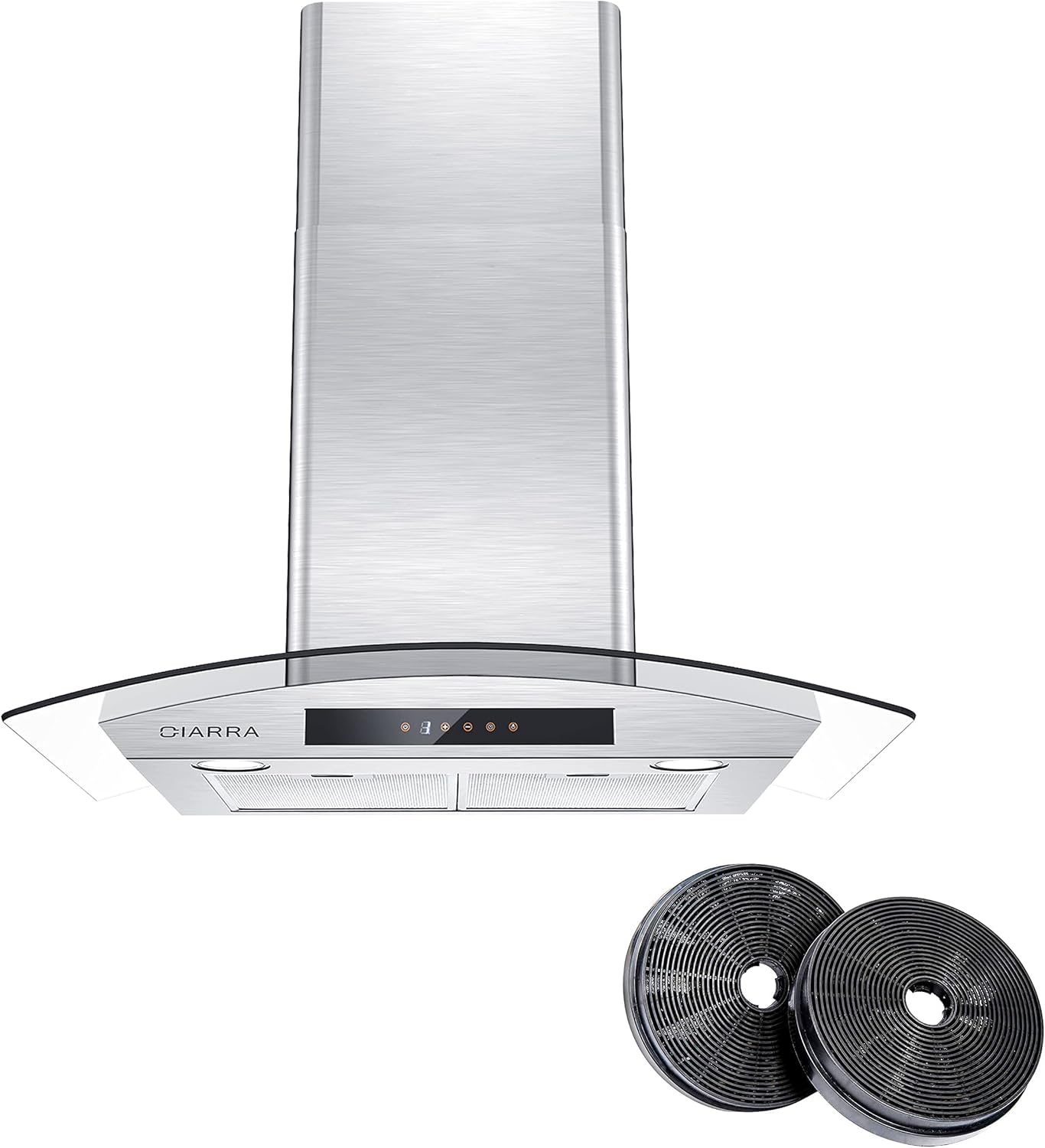 CIARRA CAS75502 30 inch Range Hood with CACF003 Carbon Filters, Stainless Steel Vent Hood for Kitchen