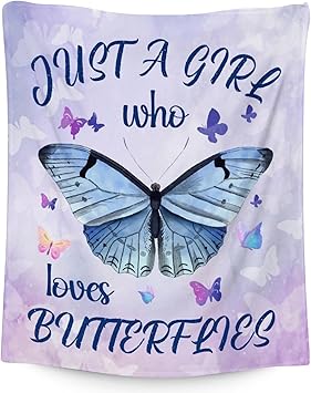 Butterfly Blanket Gifts - 50"x60" Cute Throw for Women, Girls - Purple Soft Fuzzy Blankets for Bed, Couch & Living Room