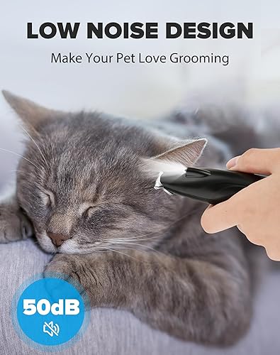 Miniatura 3 de Cortadora de patas de perros, 2 velocidades de bajo ruido para aseo, recortadora de pelo de perro recargable inalámbrica con luz LED, afeitadora de