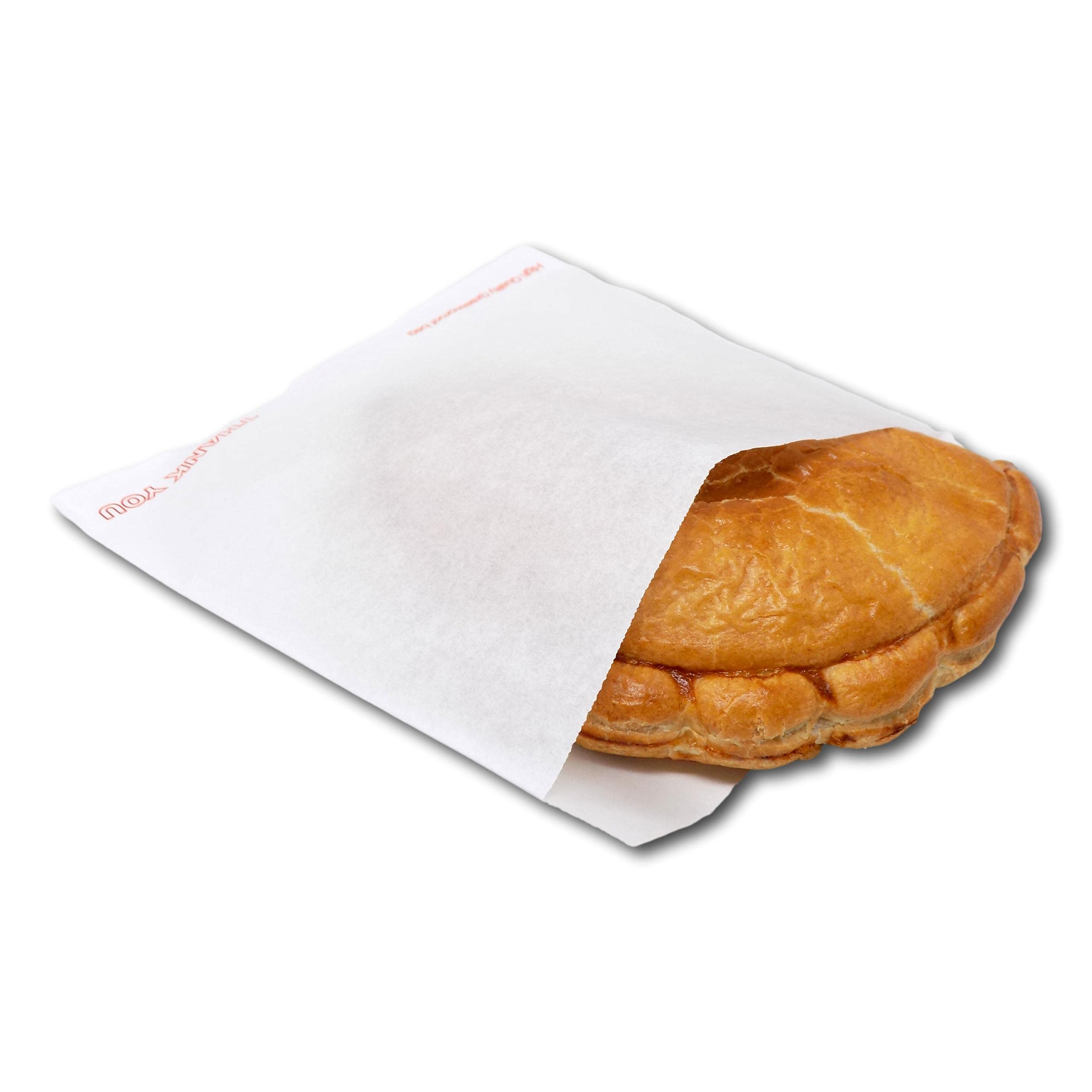 EPOSGEAR 1,000 Pack White Thank You Greaseproof Paper Bags - Ideal for Cakes, Pastries, Sandwiches, Baguettes, Cookies, Baked Goods etc (7" x 7")